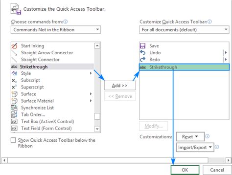 how to add strikethrough in excel toolbar mac