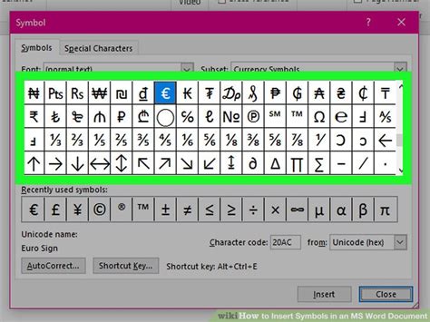how to add symbols in word document