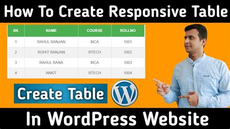 how to add table in wordpress post