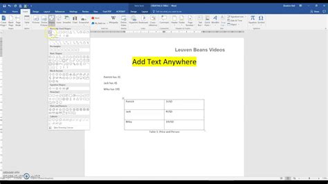 how to add text anywhere in word