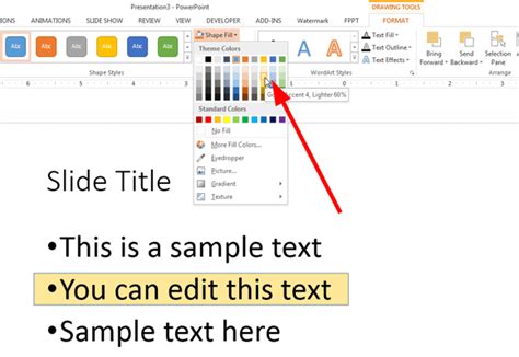how to add text highlight color in powerpoint