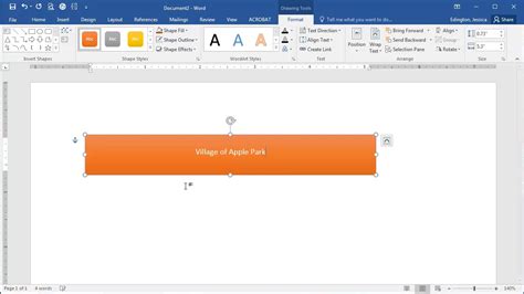 how to add text to a shape in word document