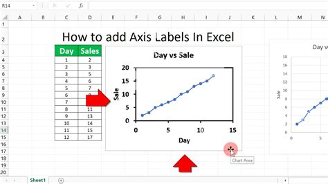 how to add text to x and y axis on excel
