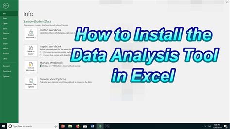 how to add the data analysis tool in excel