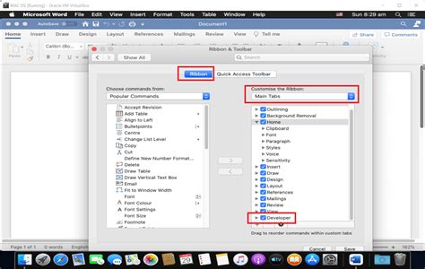 how to add the developer tab in word on mac