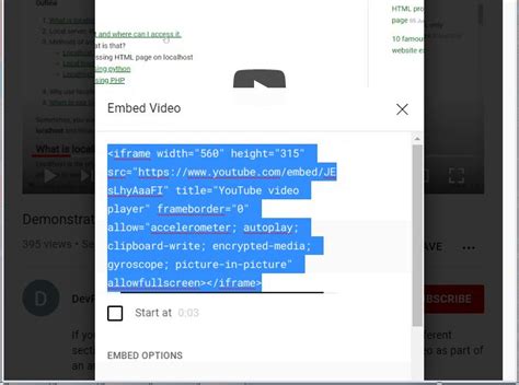 how to add the youtube video in html