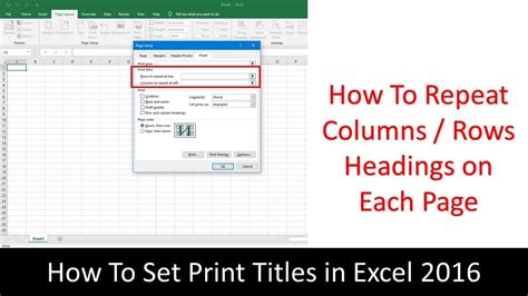 how to add title to each page in excel