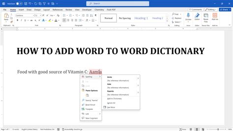 how to add to dictionary in word
