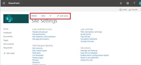 how to add top navigation bar in sharepoint online