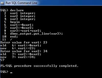 how to add two numbers in pl sql