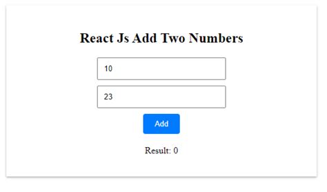 how to add two numbers in react js