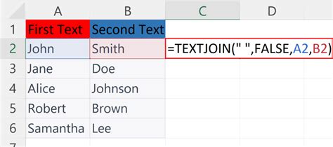 how to add two words in excel cell