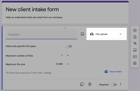 how to add upload file in google form