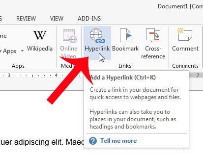 how to add web page link in word