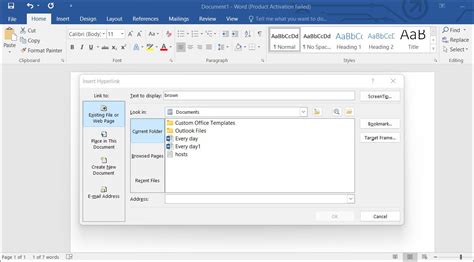 how to add website link in ms word