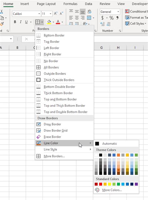 how to add white background 1 border to all sides of each cell in excel