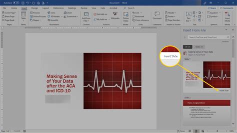 how to add word document in ppt slide
