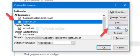 how to add word in excel dictionary