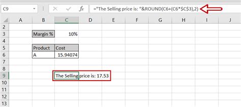 how to add words after an equation in excel