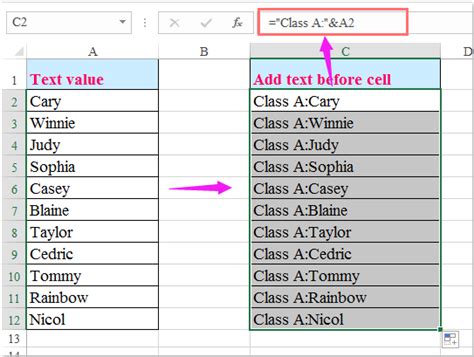 how to add words in excel formula
