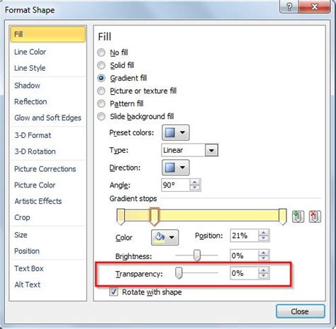 how to adjust opacity in powerpoint shape