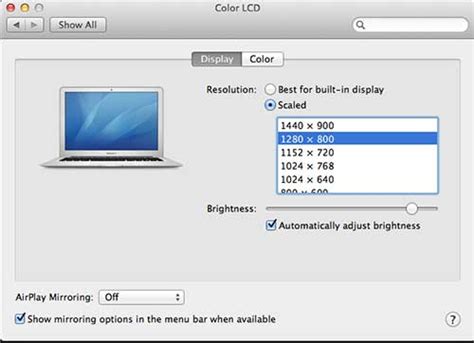 how to adjust resolution on macbook air