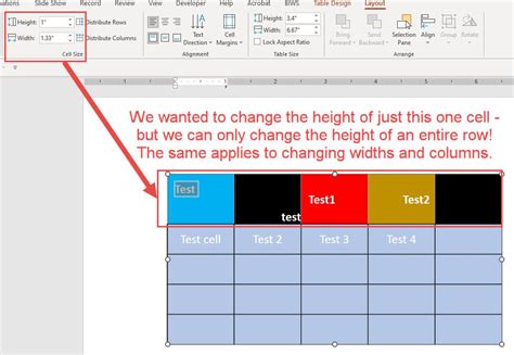 how to adjust table row size in powerpoint