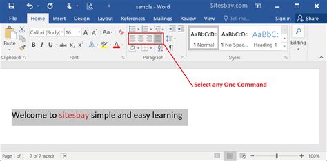 how to adjust text in word document