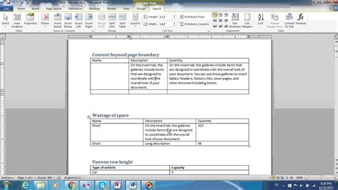 how to adjust text in word table