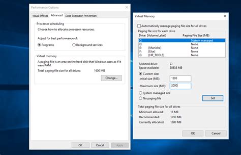 how to adjust virtual memory windows 10
