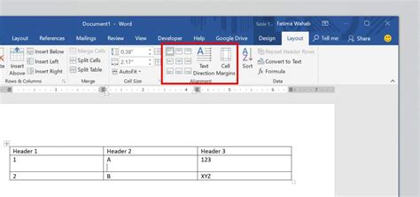 how to align rows in word