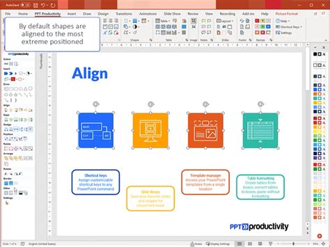 how to align shapes in powerpoint table