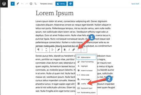 how to align text justify in wordpress