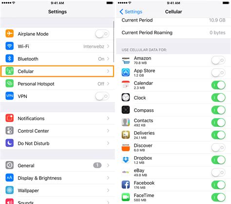 how to allow apps to use data on iphone
