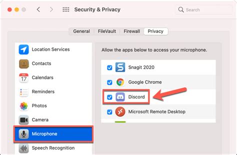 how to allow mic access on discord mac