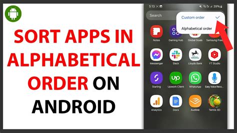 how to alphabetize apps on android