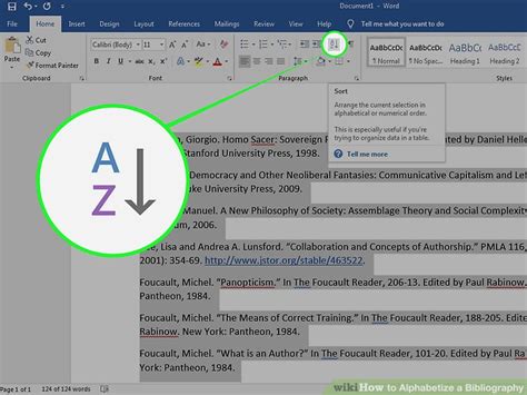 how to alphabetize bibliography in word