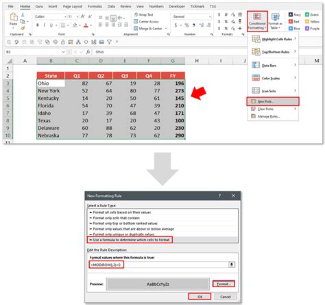 how to alternate row color in excel using conditional formatting