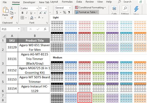 how to alternate row colors in excel