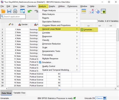 how to analyze two variables in spss
