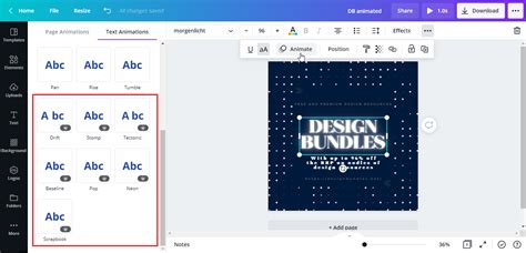 how to animate text in canva word by word