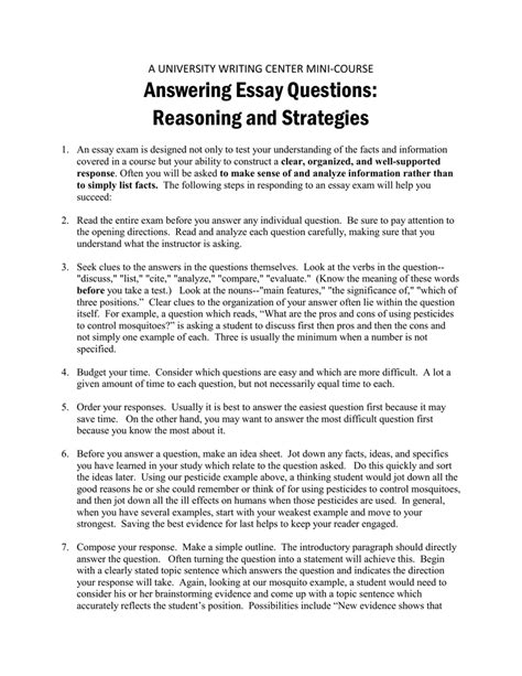 how to answer questions in an essay