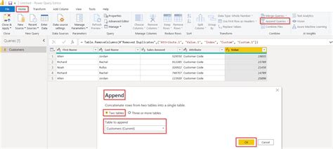 how to append in power query