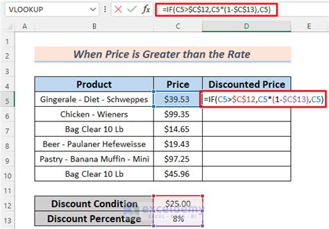 how to apply 5 discount in excel