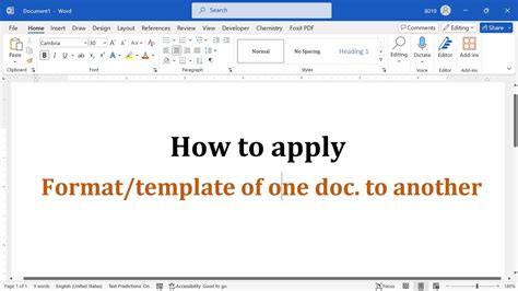 how to apply a document template in word