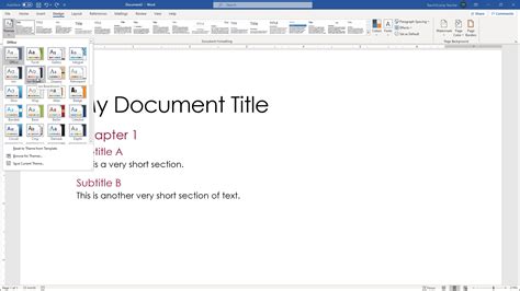 how to apply a document theme in word