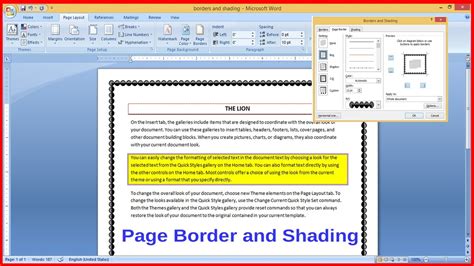 how to apply border and shading in ms word