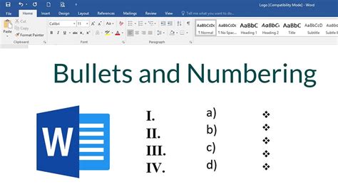 how to apply bullets and numbering in ms word
