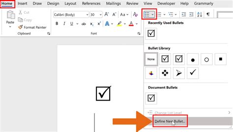 how to apply checkbox in word