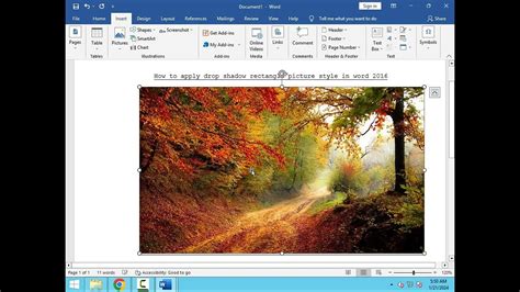 how to apply drop shadow rectangle in word